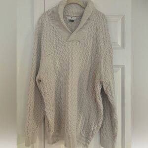 NWOT ~ Oak Hill Men's Shawl Collar Cable Knit Sweater in Cream ~ Size XXL